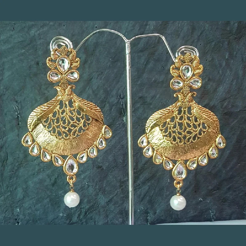 crystal earrings for women-Shreeji Gold Plated Crystal Stone Dangler Earrings