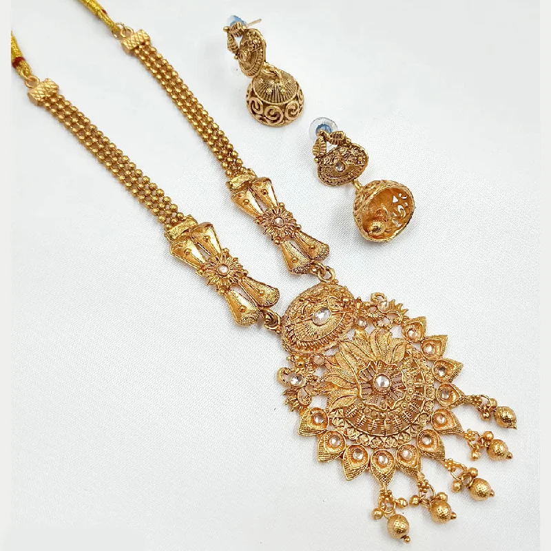 vintage lockets for women-Padmawati Bangles Gold Plated Pota Stone Necklace Set