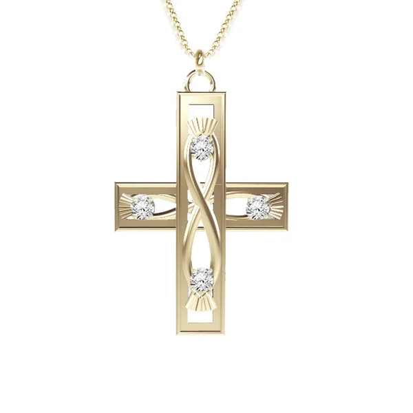 minimalist silver necklaces for women-Celtic Infinity Thistle Cross Necklace with Diamonds