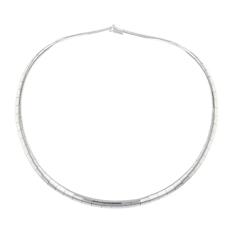 teardrop necklaces for women-16-Inch 14K White Gold Omega Necklace