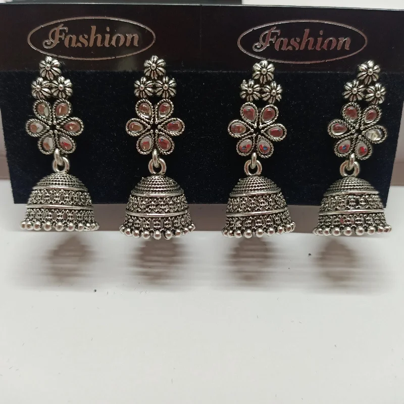 retro earrings for women-Tahura Oxidised Plated Jhumki Earrings