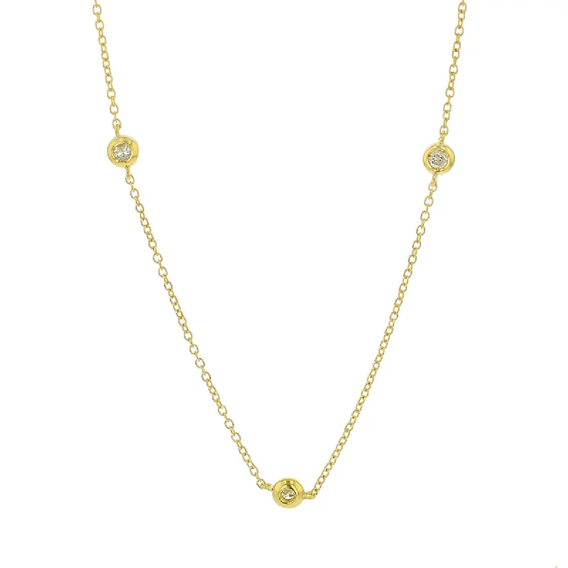 cross necklaces for women-16-Inch 14K Gold Diamonds By-the-Yard Necklace