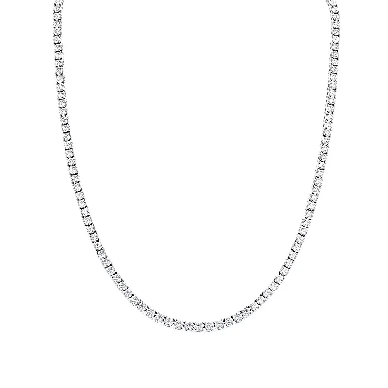 golden pendant necklaces for women-18-Inch Diamond Necklace in 18K White Gold