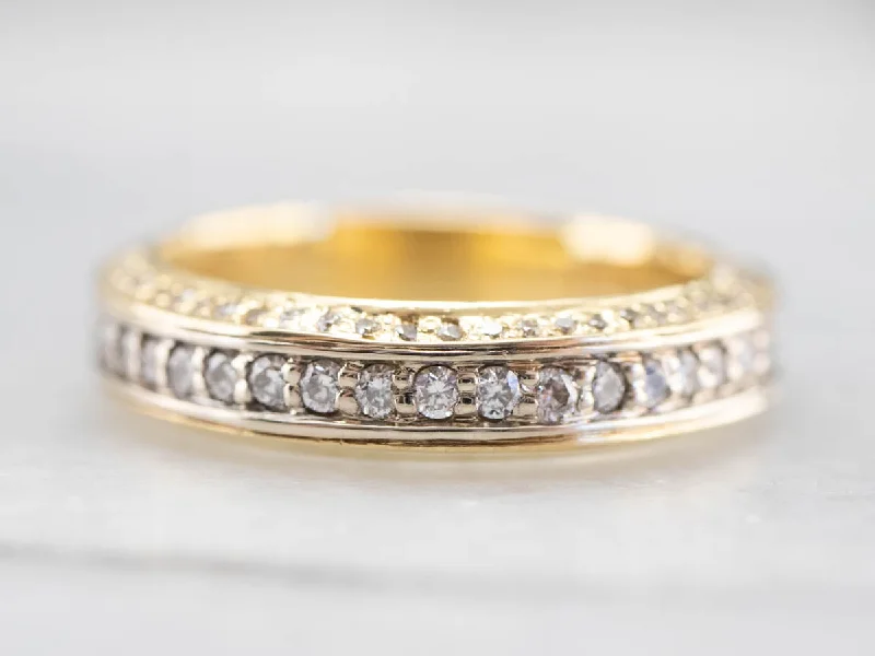 stackable wedding engagement rings for women-Diamond Encrusted 18K Gold Wedding Band