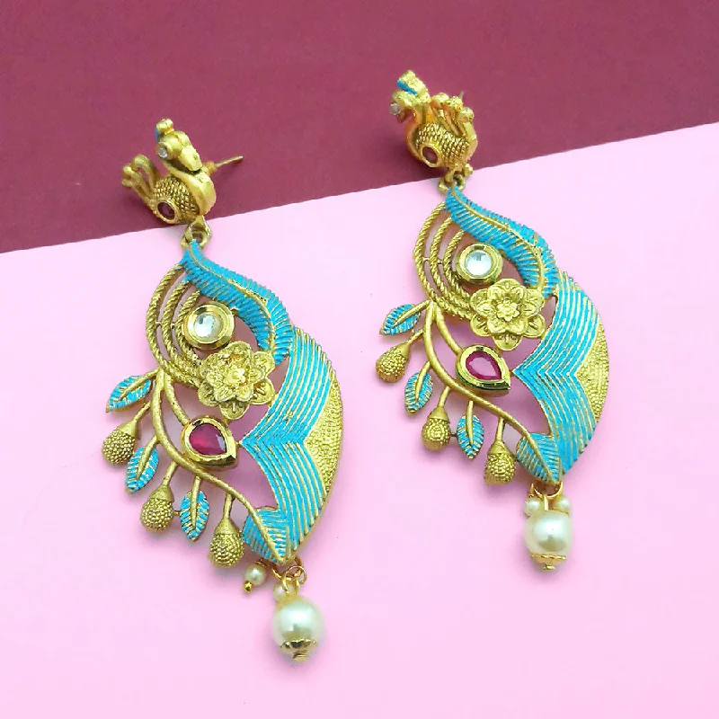 fashion earrings for women-Amina Creation Gold Plated Dangler Earrings