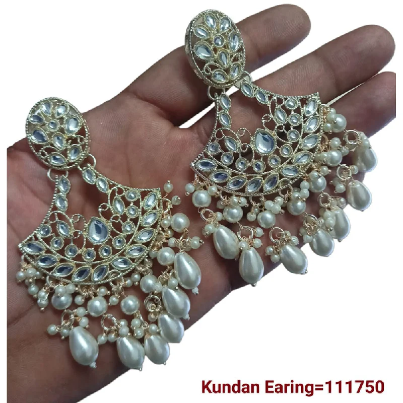 colorful gemstone earrings for women-Padmawati Bangles Gold Plated Kundan Stone Dangler Earrings