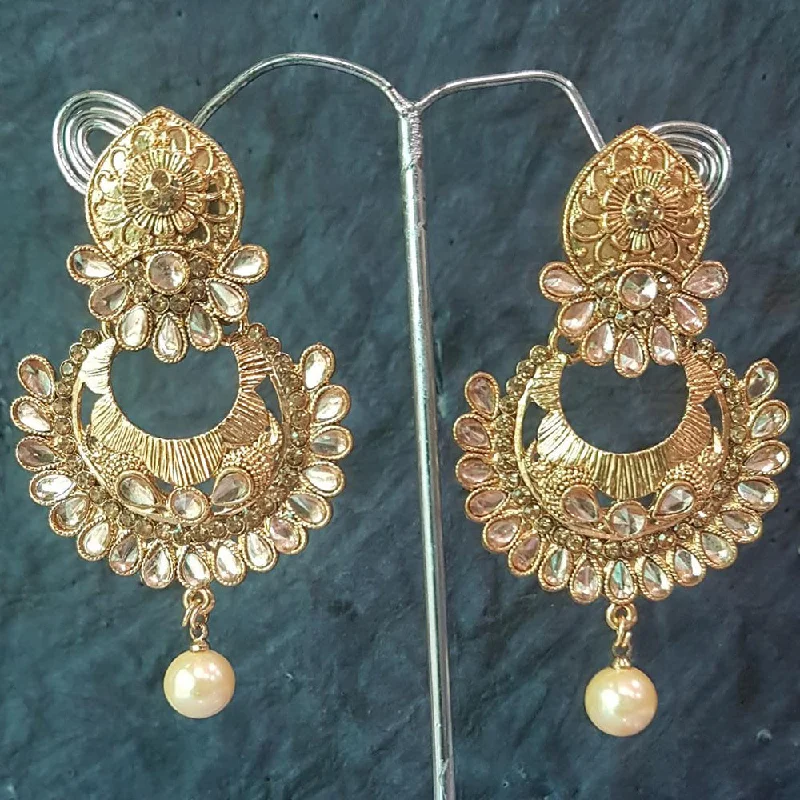 teardrop earrings for women-Shreeji Gold Plated Crystal Stone Dangler Earrings