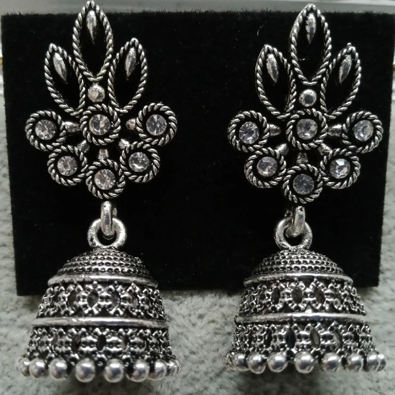 geometric earrings for women-Tahura Oxidised Plated Jhumki Earrings