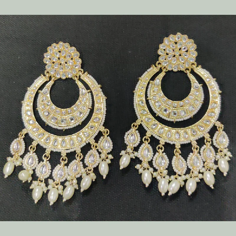 customized earrings for women-Shreeji Gold Plated Kundan Stone Dangler Earrings