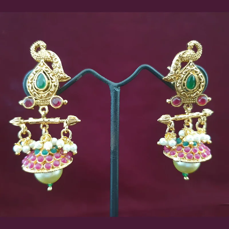 statement drop earrings for women-Neepa Jewells Copper Gold Jhumki Earrings