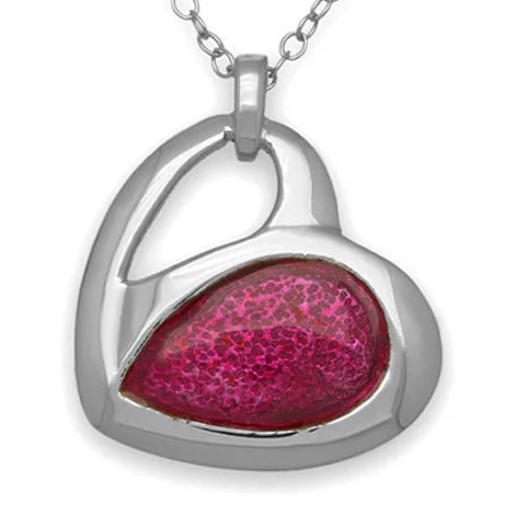 sapphire necklaces for women-Passion Pink Enamelled Heart Pendant Necklace In Silver