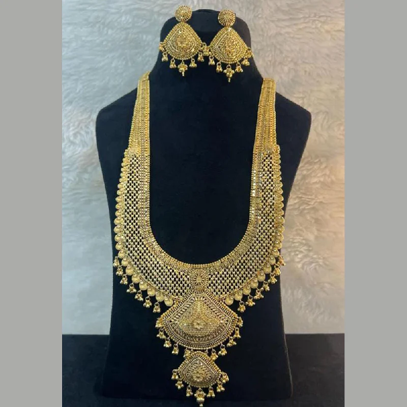 twisted necklaces for women-Pari Art Jewellery Forming Gold Double Necklace Set