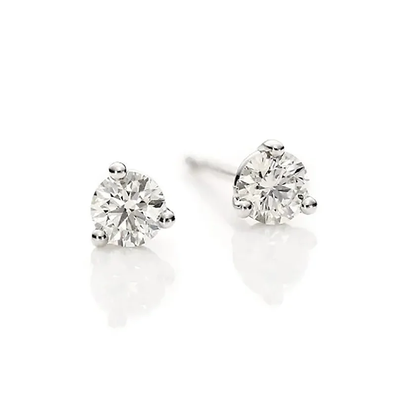 unique earrings for women-Round Brilliant Diamond Stud Earrings