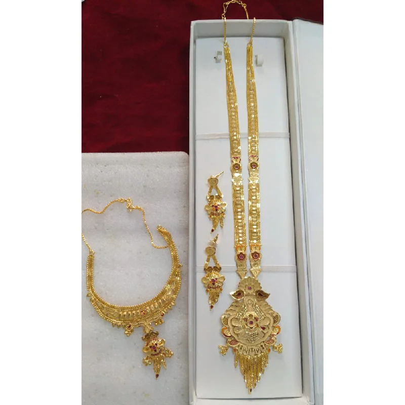 layered gold necklaces for women-Pari Art Jewellery Forming Gold Combo Necklace Set