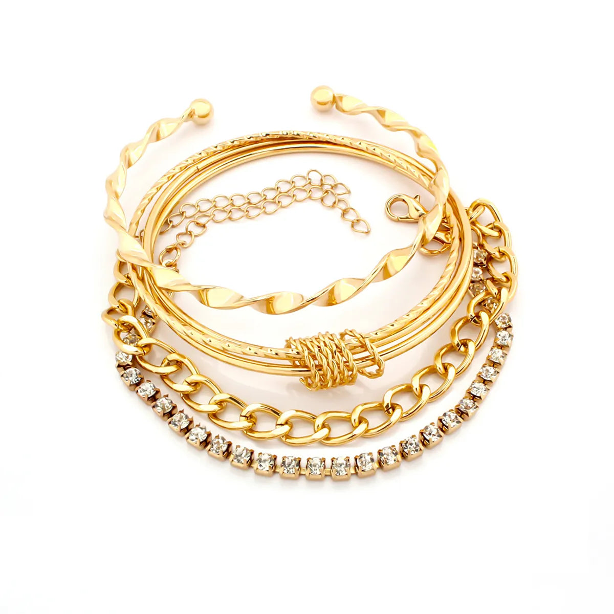 bangle bracelets for women-Ig Style Retro Korean Style Circle Alloy Plating Inlay Rhinestones Women's Bracelets