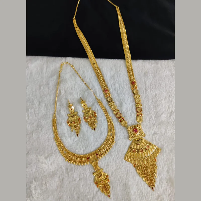 silver chain necklaces for women-Pari Art Jewellery Forming Gold Double Necklace Set