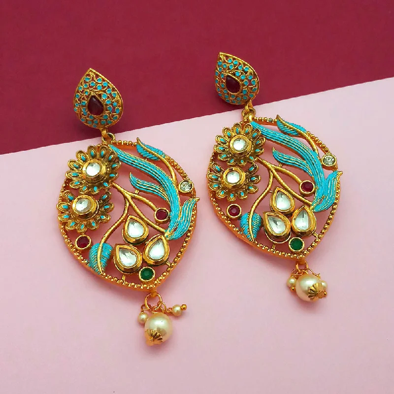 luxury earrings for women-Amina Creation Gold Plated Dangler Earrings