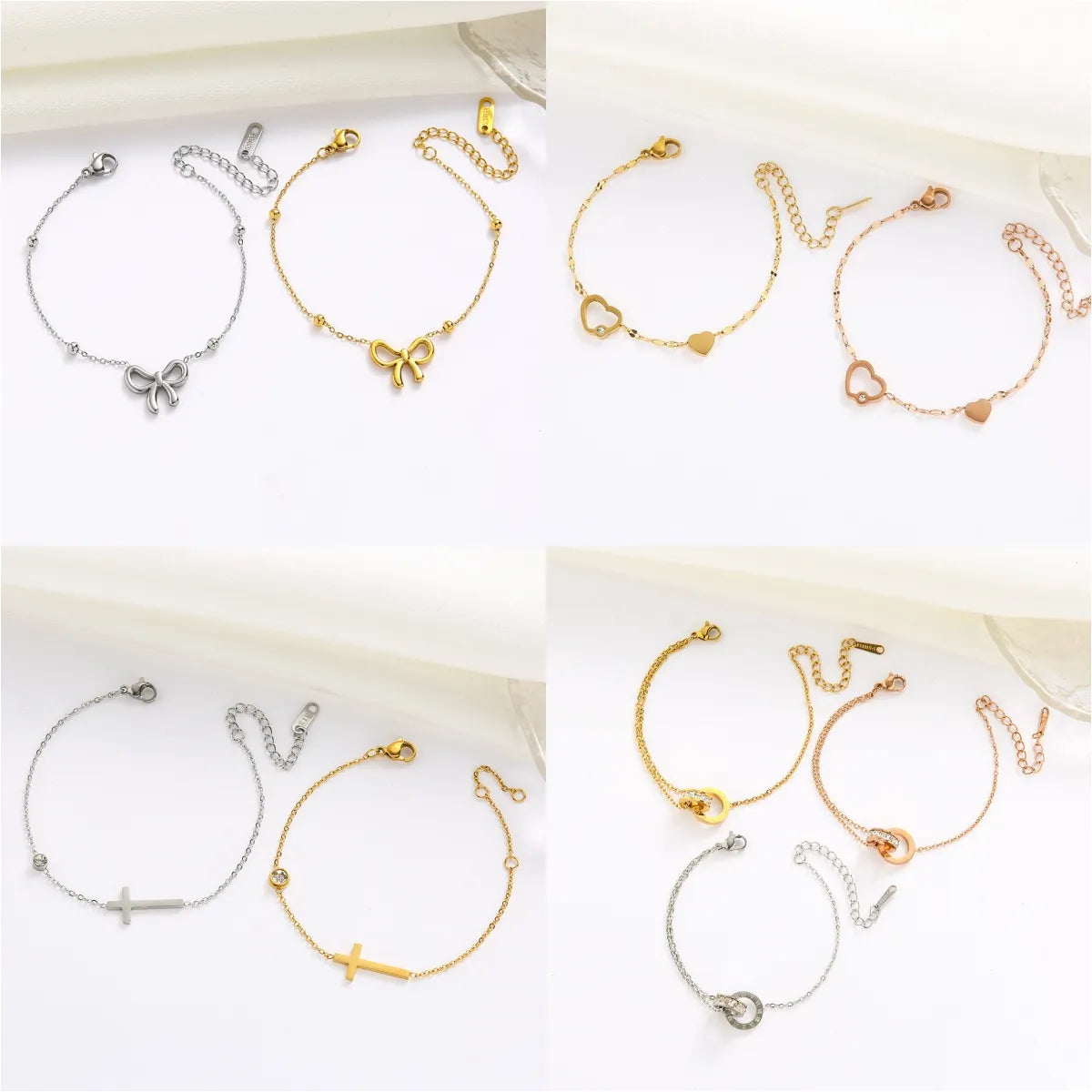 stackable bangle sets for women-Stainless Steel Gold Plated Casual Sweet Bow Knot Plating Bracelets