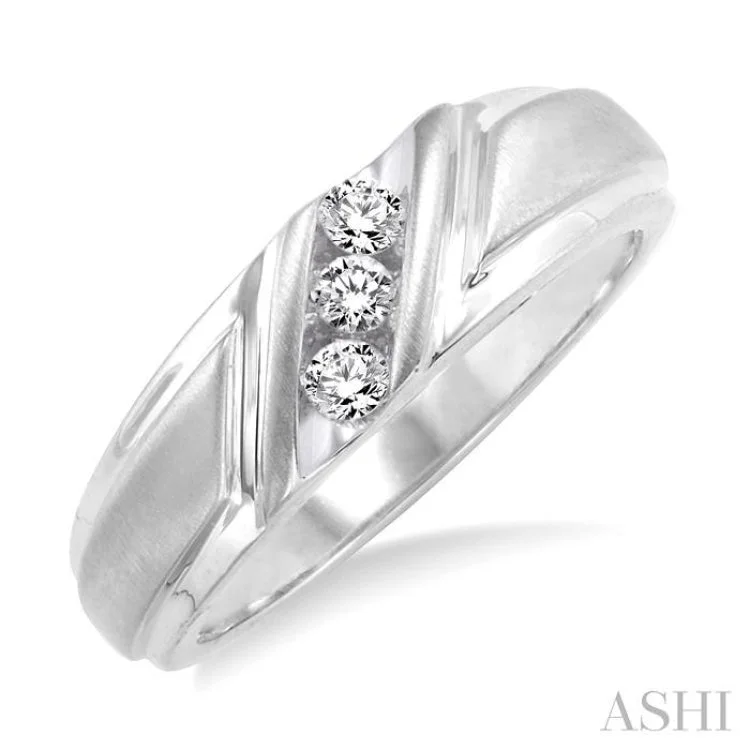 men’s and women’s matching rings-1/8 Ctw Round Cut Diamond Women's Ring in 10K White Gold