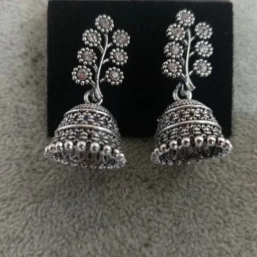 antique earrings for women-Tahura Oxidised Plated Jhumki Earrings