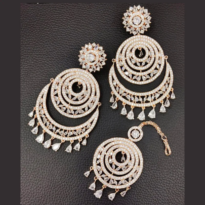 rainbow earrings for women-Manisha Jewellery Gold Plated Dangler Earrings with Maangtikka