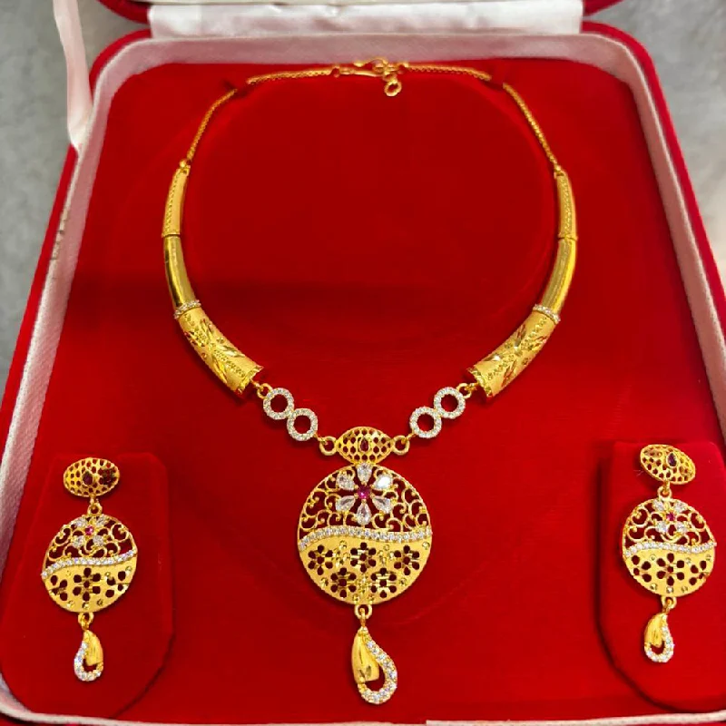 custom engraved necklaces for women-Pari Art Jewellery Forming Gold Necklace Set