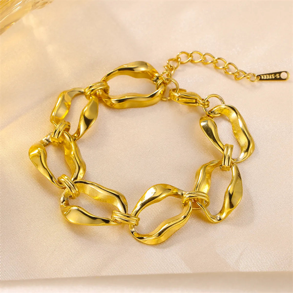 heart-shaped bracelets for women-Punk Irregular Stainless Steel Bracelets