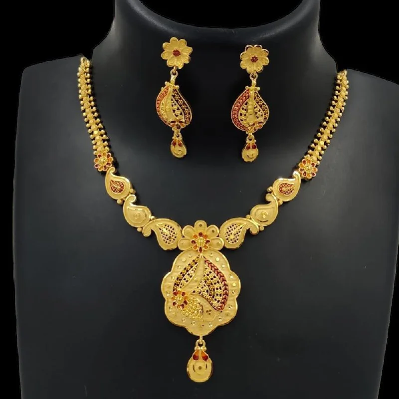 lockets for women-Pari Art Jewellery Forming Gold Necklace Set