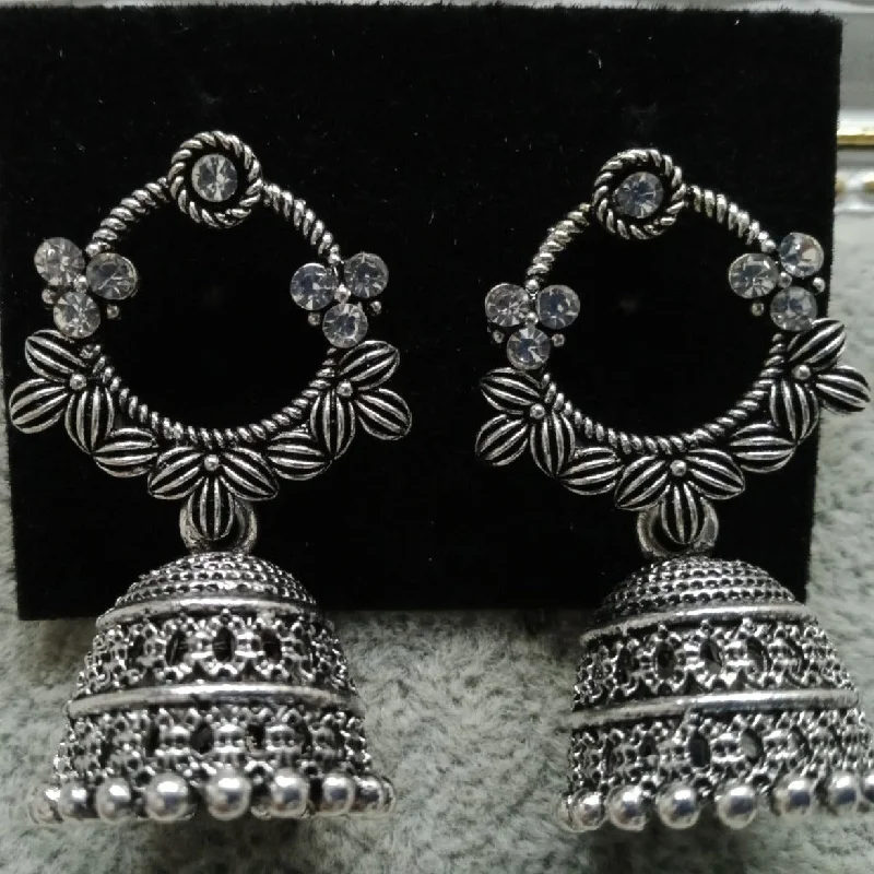 clip-on earrings for women-Tahura Oxidised Plated Jhumki Earrings