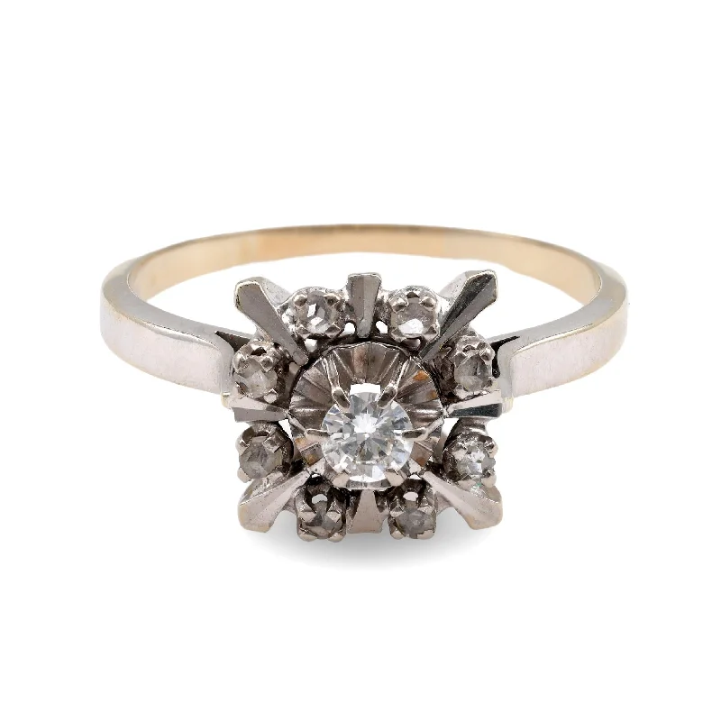 gold engagement rings for women-French Belle Epoque Diamond White Gold Halo Ring