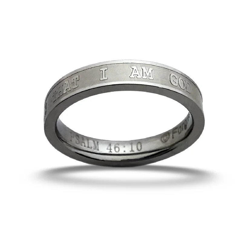 custom rings for women-Be Still and Know Ring