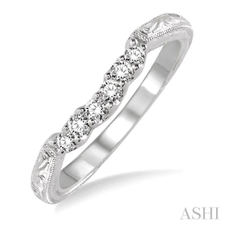 luxury diamond rings for women-1/5 Ctw Round Cut Diamond Wedding Band in 14K White Gold