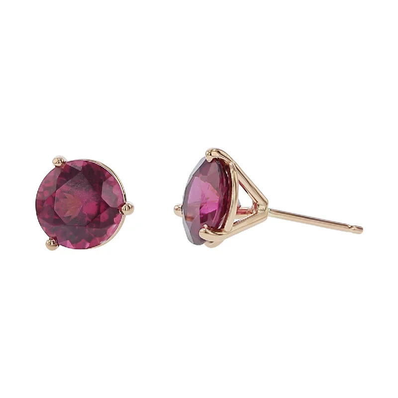 gemstone earrings for women-14K Rose Gold Umba Garnet Stud Earrings