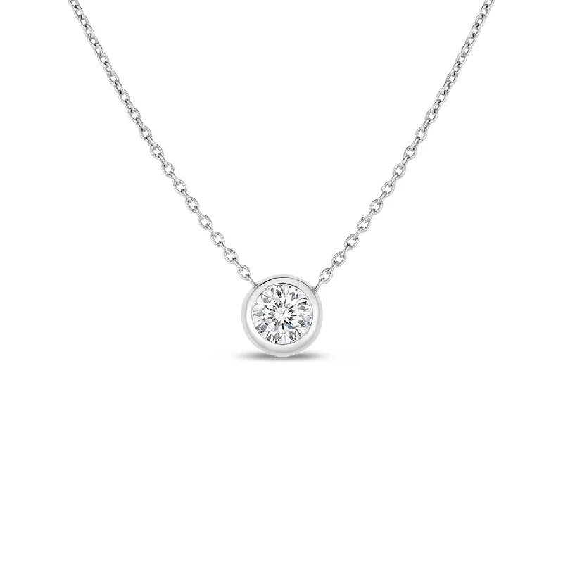 flower necklaces for women-18K Bezel Set Diamonds Solitaire Necklace