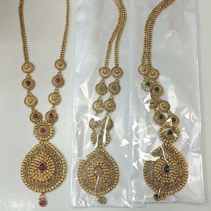 sapphire pendant necklaces for women-Rani Sati Jewels Gold Plated Necklace Set (1 Piece Only)