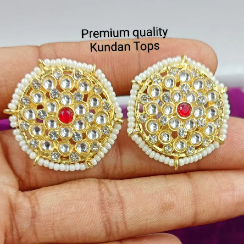 bridal earrings for women-Manisha Jewellery Gold Plated Kundan Stone Stud Earrings