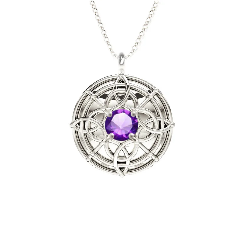 gold pendant necklaces for women-Celtic Amethyst Shield Necklace