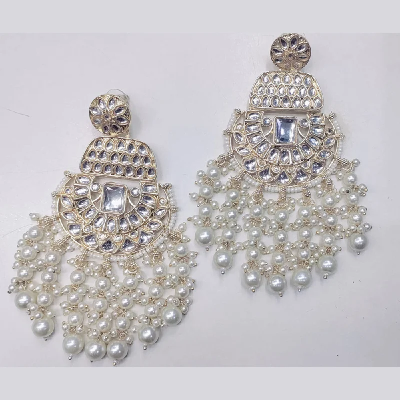 diamond earrings for women-Manisha Jewellery Gold Plated Kundan Stone Dangler Earrings