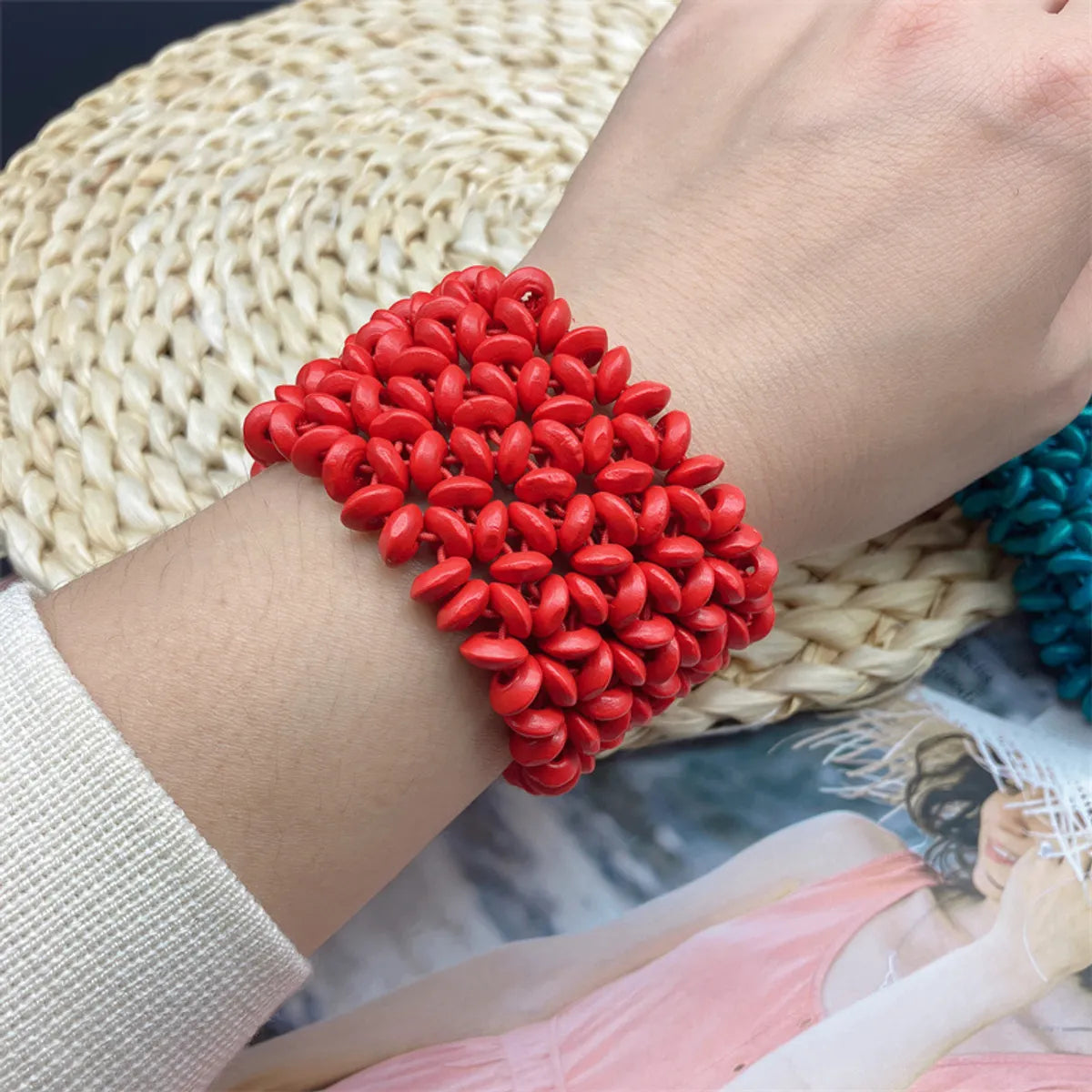 birthstone bracelets for women-Casual Simple Style Solid Color Flower Wood Stoving Varnish Women's Bracelets