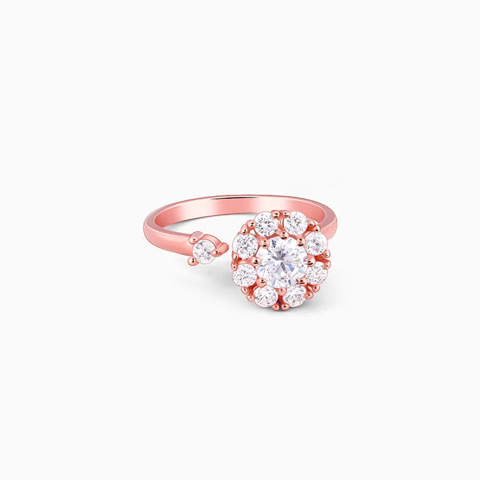 geometric engagement rings for women-Rose Gold Flower Twist Ring