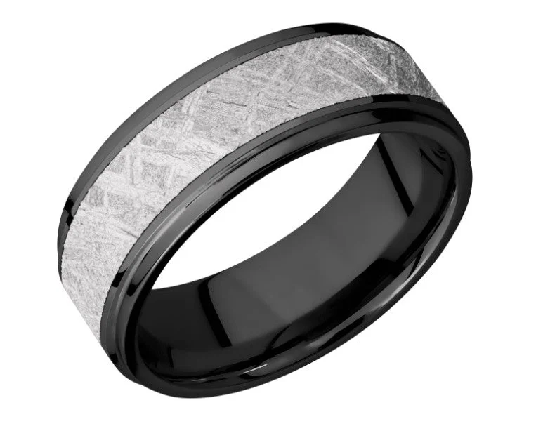 three stone engagement rings for women-Meteorite & Zirconium Wedding Band