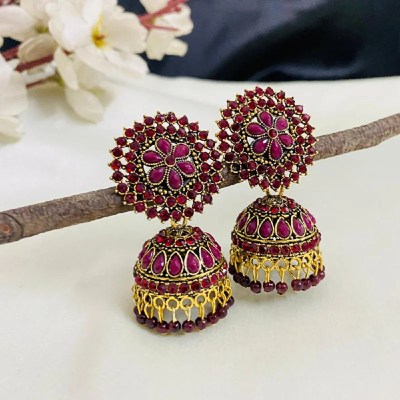 gemstone stud earrings for women-Subhag Alankar Maroon Attractive Kundan earrings For Girls and Women