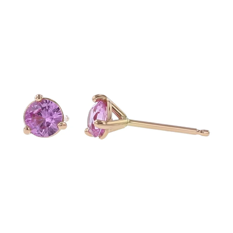 sapphire earrings for women-14K Rose Gold Pink Sapphire Stud Earrings