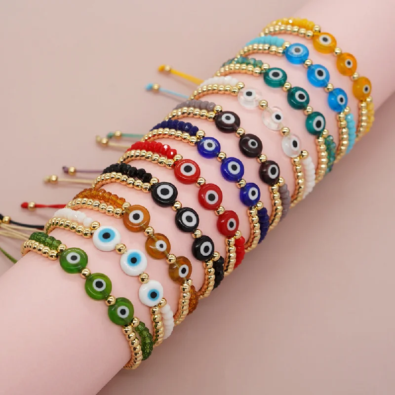 square bangles for women-Bohemian Devil's Eye Artificial Crystal Wholesale Bracelets