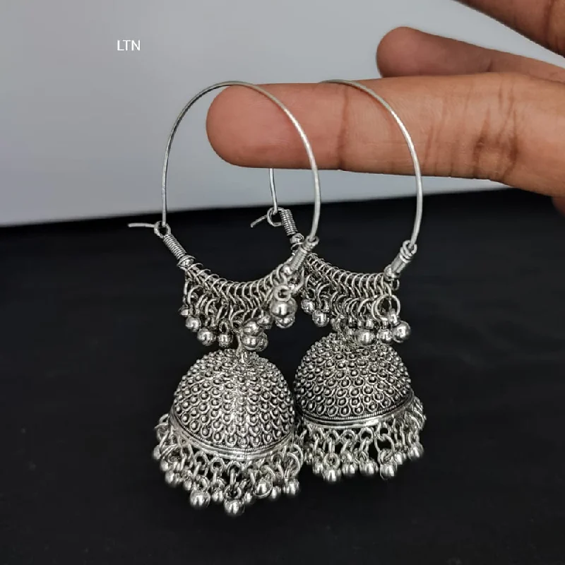 bohemian earrings for women-Lucentarts Jewellery Silver Plated Jhumki Earrings