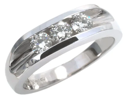 engagement rings for women with a vintage feel-14K White Gold 3 Round Diamond 0.63cttw Diamond Wedding Band HB01525