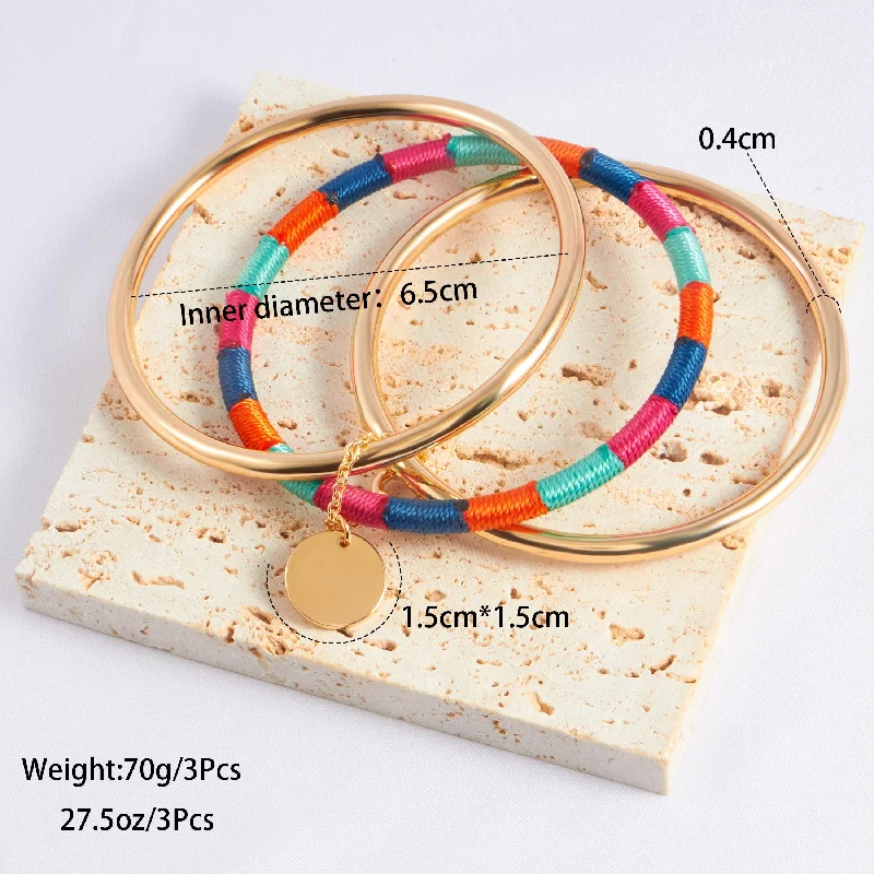 statement bangles for women-Casual Round Iron Plating 18k Gold Plated Women's Bangle