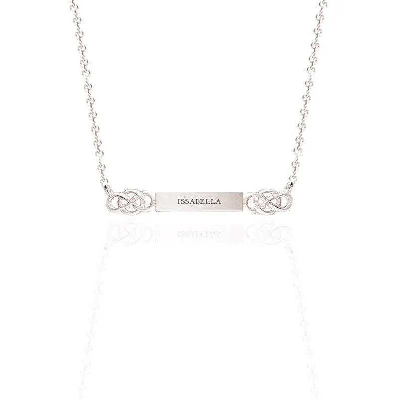 opal necklaces for women-Personalised Name Bar Celtic Layered Necklace In Silver