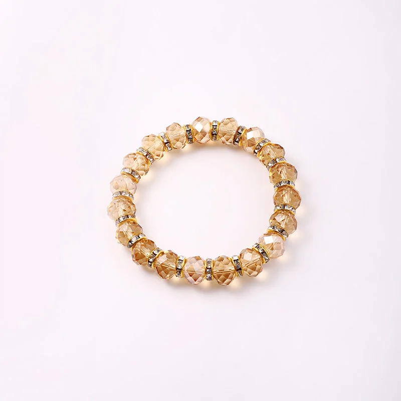 simple gold bracelets for women-Cute Sweet Color Block Artificial Crystal Beaded Women's Bracelets