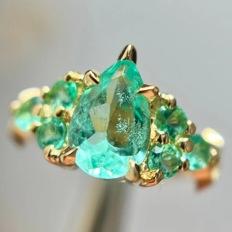 adjustable gemstone rings for women-.95ct Emerald Pear Nico